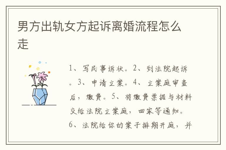 男方出軌女方起訴離婚流程怎么走