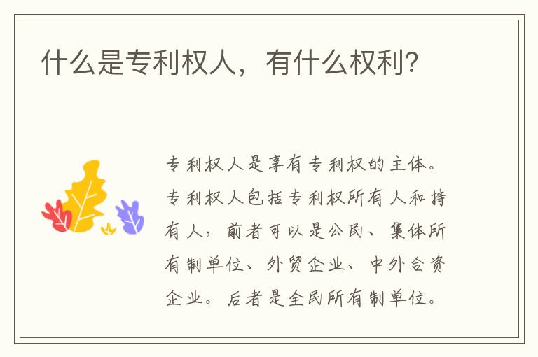 什么是專利權(quán)人，有什么權(quán)利？