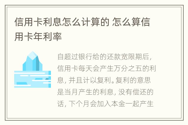 信用卡利息怎么計(jì)算的 怎么算信用卡年利率