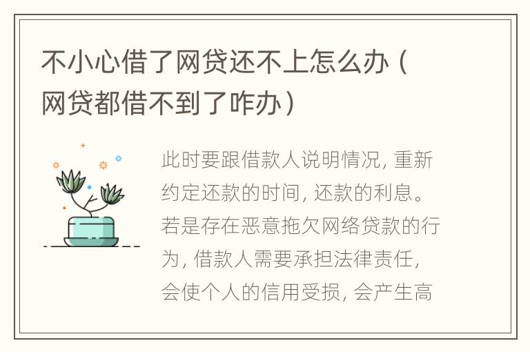 不小心借了網(wǎng)貸還不上怎么辦（網(wǎng)貸都借不到了咋辦）