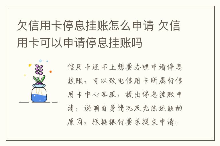 欠信用卡停息掛賬怎么申請(qǐng) 欠信用卡可以申請(qǐng)停息掛賬嗎