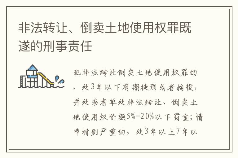 非法轉(zhuǎn)讓、倒賣土地使用權(quán)罪既遂的刑事責(zé)任