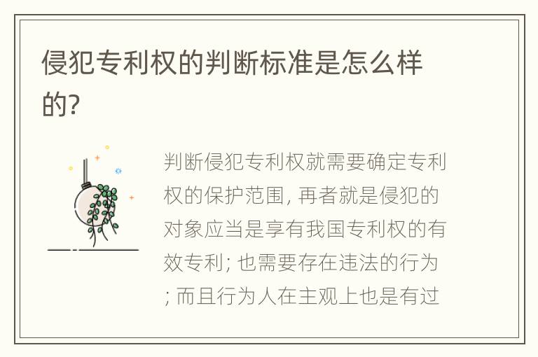 侵犯專利權(quán)的判斷標(biāo)準(zhǔn)是怎么樣的？