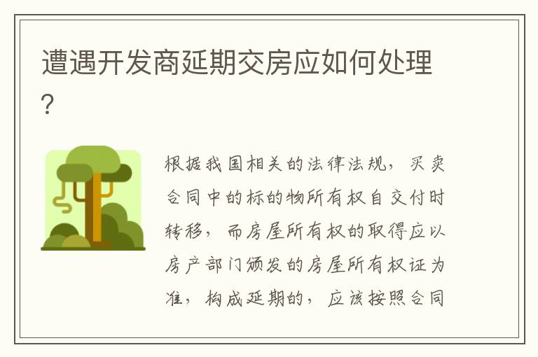 遭遇開(kāi)發(fā)商延期交房應(yīng)如何處理？