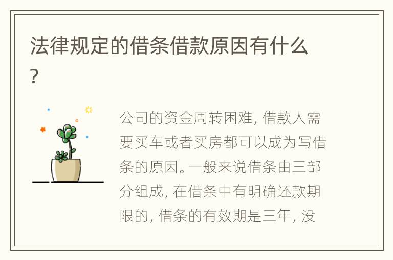 法律規(guī)定的借條借款原因有什么？