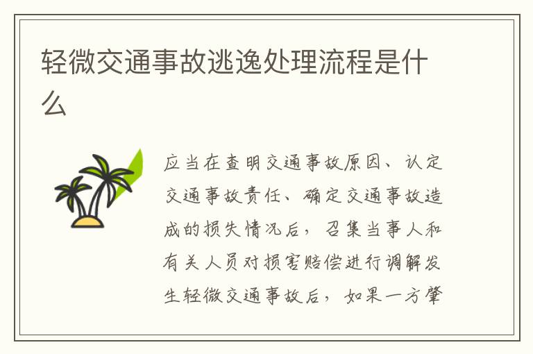 輕微交通事故逃逸處理流程是什么