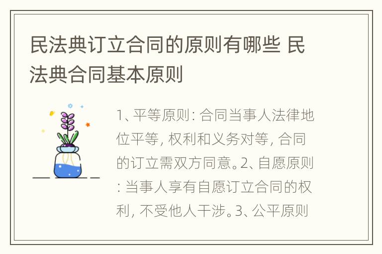 民法典訂立合同的原則有哪些 民法典合同基本原則