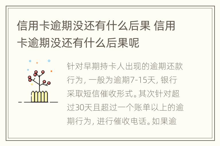 信用卡逾期沒還有什么后果 信用卡逾期沒還有什么后果呢