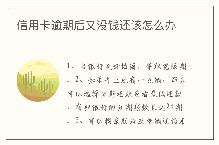 信用卡逾期后又沒錢還該怎么辦