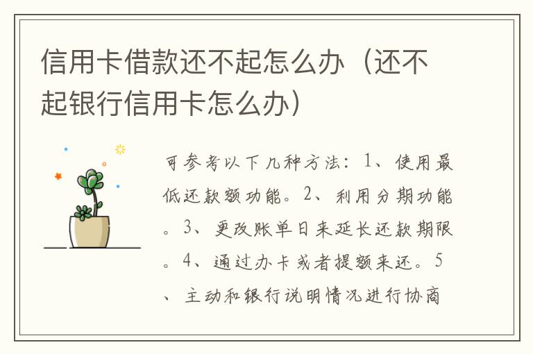 信用卡借款還不起怎么辦（還不起銀行信用卡怎么辦）