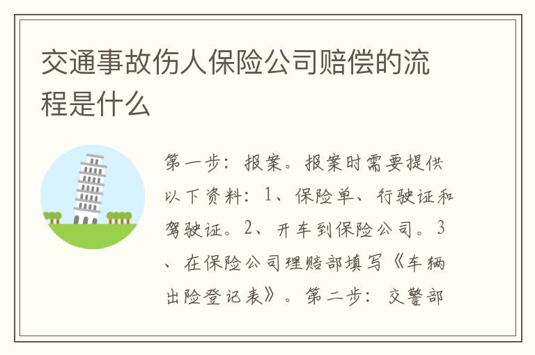 交通事故傷人保險(xiǎn)公司賠償?shù)牧鞒淌鞘裁?></p>
      <p style=