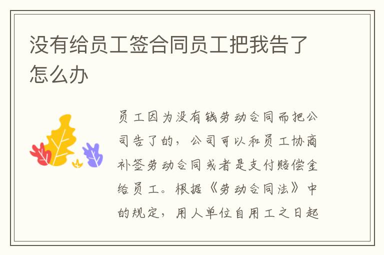 沒有給員工簽合同員工把我告了怎么辦