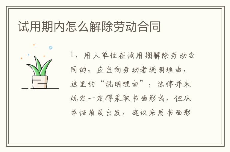 試用期內(nèi)怎么解除勞動(dòng)合同