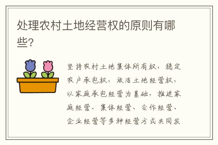 處理農(nóng)村土地經(jīng)營(yíng)權(quán)的原則有哪些?
