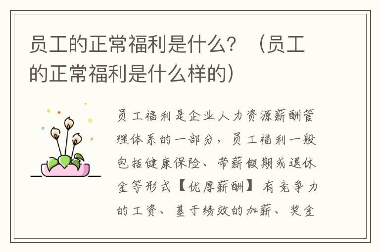員工的正常福利是什么？（員工的正常福利是什么樣的）