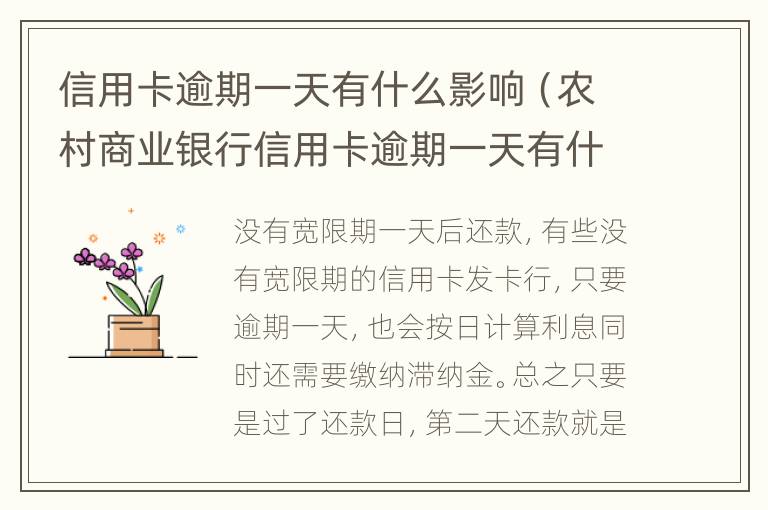 信用卡逾期一天有什么影響（農(nóng)村商業(yè)銀行信用卡逾期一天有什么影響）