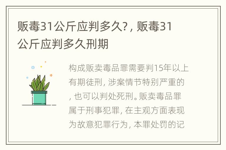 販毒31公斤應(yīng)判多久？，販毒31公斤應(yīng)判多久刑期
