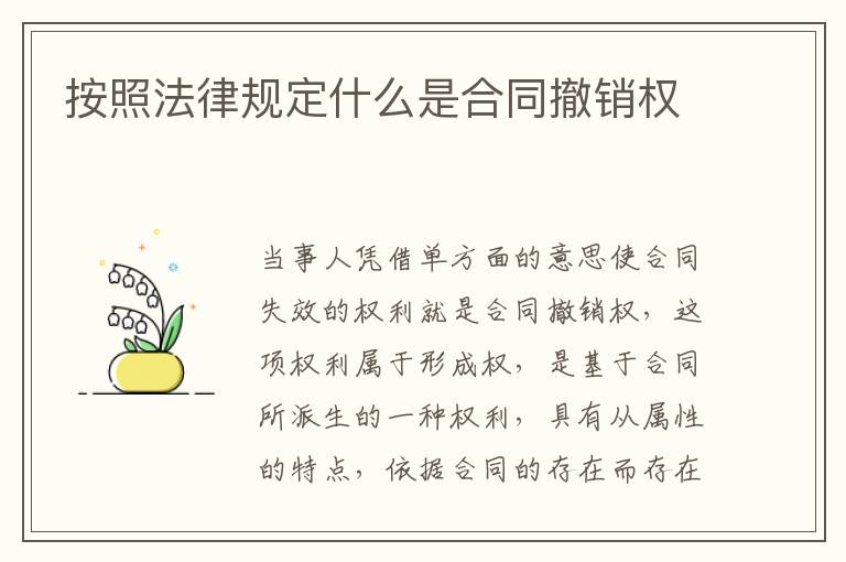 按照法律規(guī)定什么是合同撤銷權(quán)