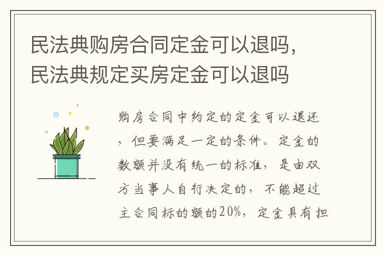 民法典購房合同定金可以退嗎，民法典規(guī)定買房定金可以退嗎