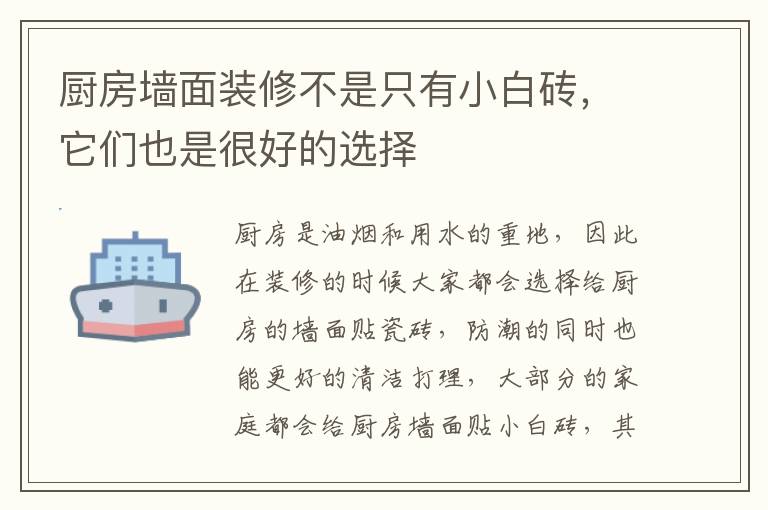 廚房墻面裝修不是只有小白磚，它們也是很好的選擇