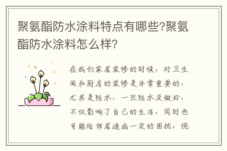 聚氨酯防水涂料特點(diǎn)有哪些?聚氨酯防水涂料怎么樣？