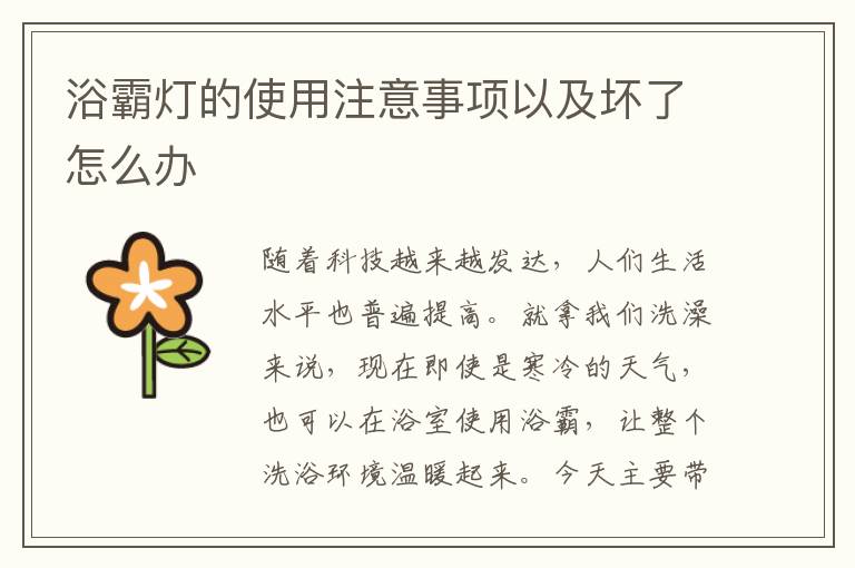 浴霸燈的使用注意事項以及壞了怎么辦