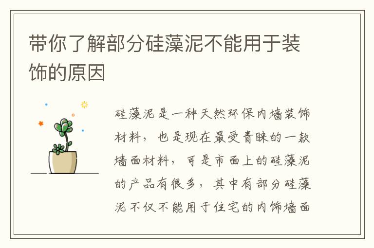 帶你了解部分硅藻泥不能用于裝飾的原因