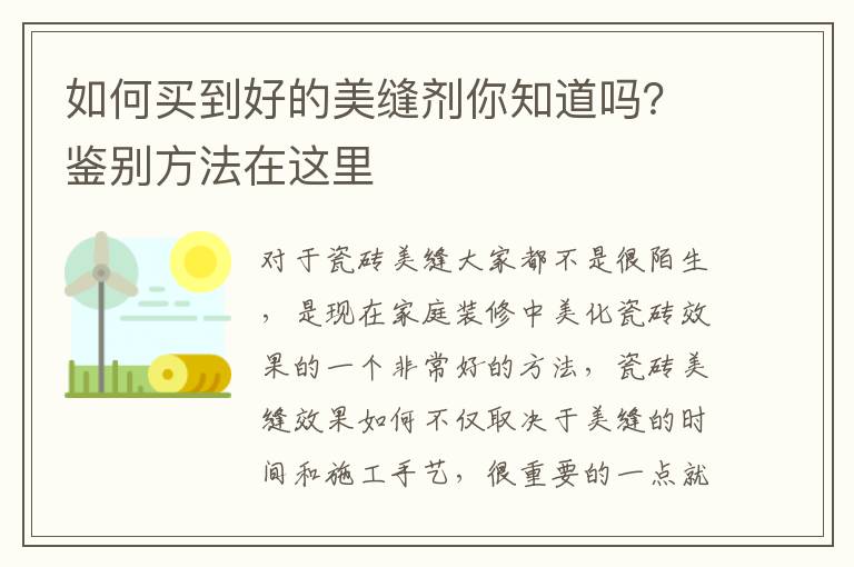 如何買到好的美縫劑你知道嗎？鑒別方法在這里