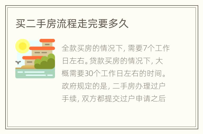 買二手房流程走完要多久