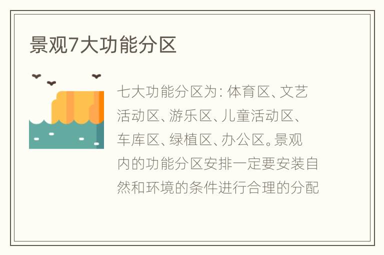 景觀7大功能分區(qū)