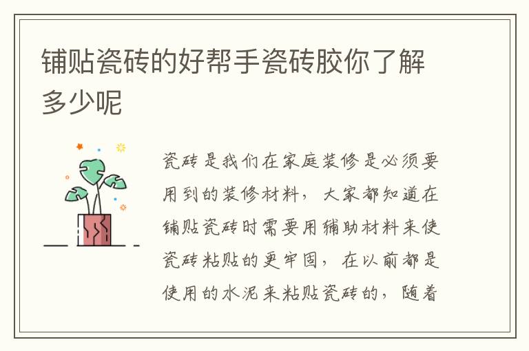 鋪貼瓷磚的好幫手瓷磚膠你了解多少呢