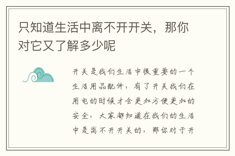 只知道生活中離不開開關(guān)，那你對它又了解多少呢