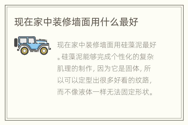 現(xiàn)在家中裝修墻面用什么最好