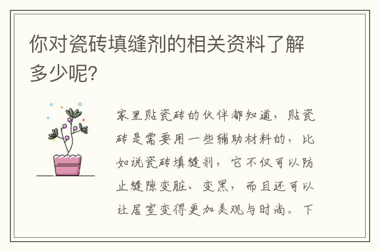 你對瓷磚填縫劑的相關(guān)資料了解多少呢？