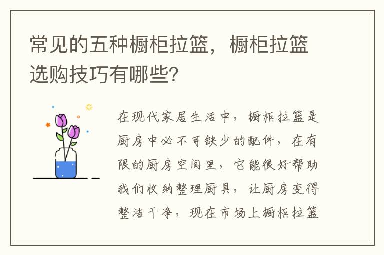 常見的五種櫥柜拉籃，櫥柜拉籃選購技巧有哪些？