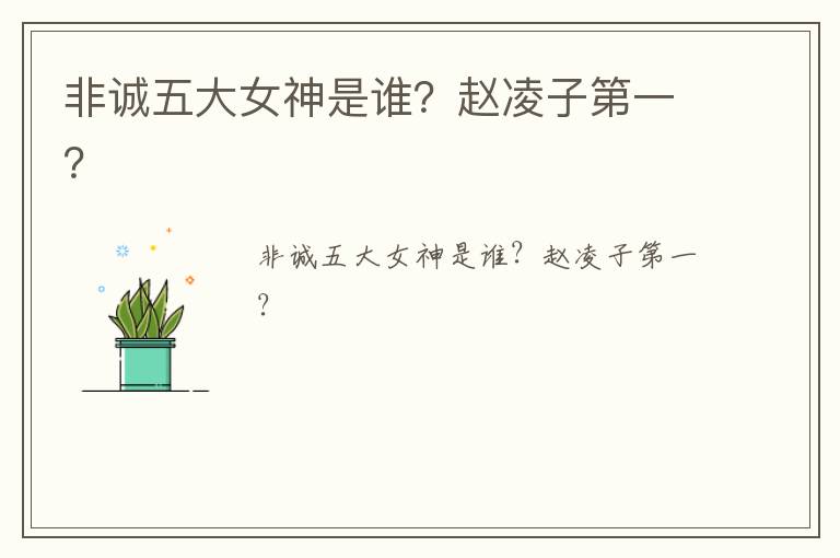 非誠五大女神是誰？趙凌子第一？