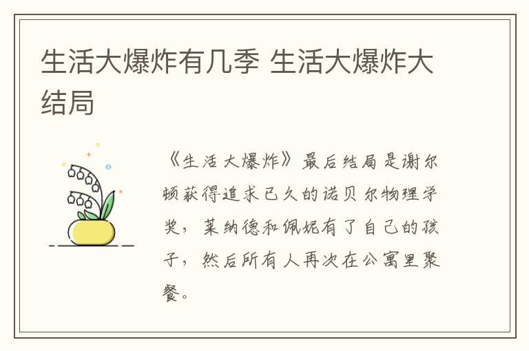 生活大爆炸有幾季 生活大爆炸大結局