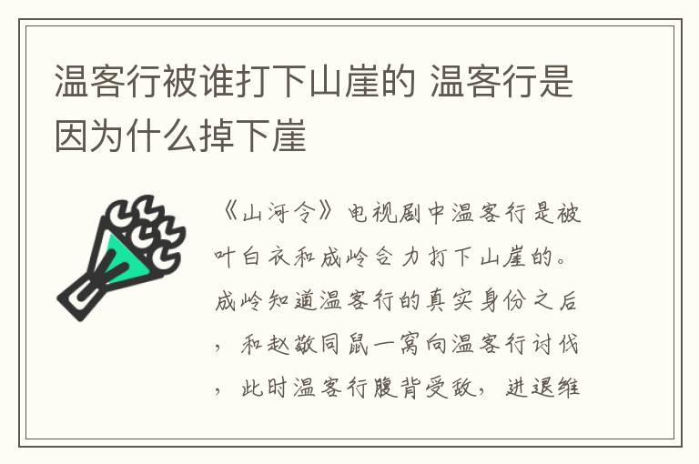 溫客行被誰打下山崖的 溫客行是因為什么掉下崖