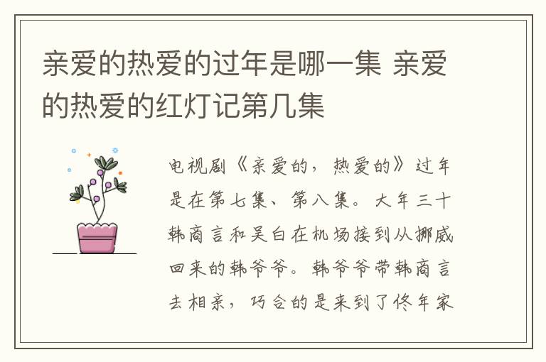 親愛的熱愛的過(guò)年是哪一集 親愛的熱愛的紅燈記第幾集