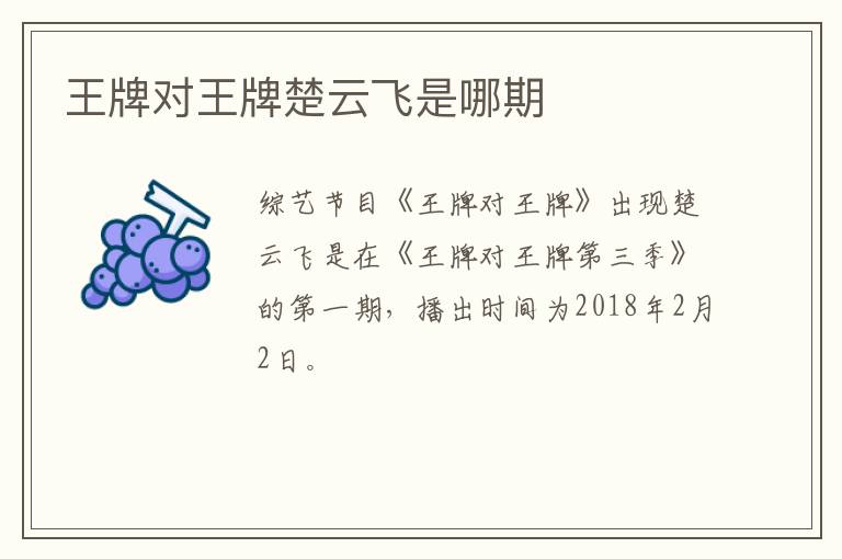 王牌對王牌楚云飛是哪期