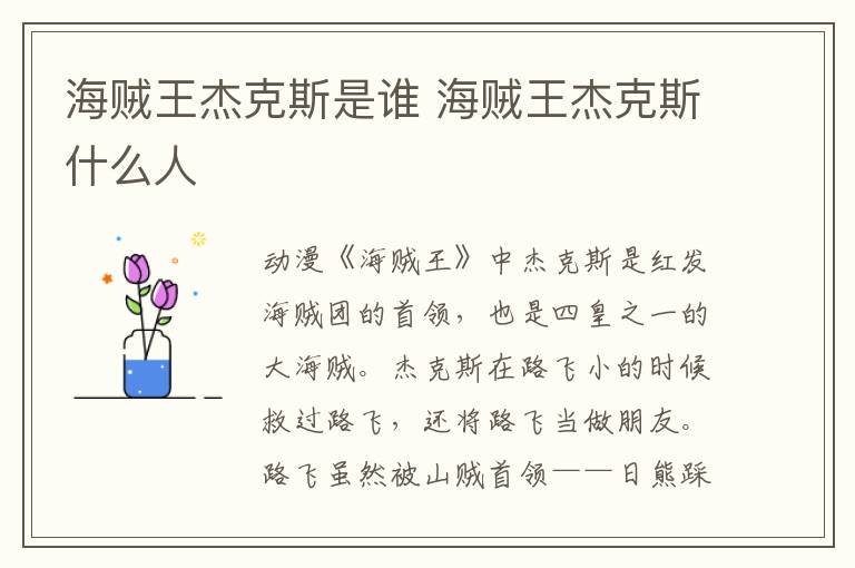 海賊王杰克斯是誰 海賊王杰克斯什么人