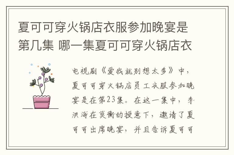 夏可可穿火鍋店衣服參加晚宴是第幾集 哪一集夏可可穿火鍋店衣服去晚宴