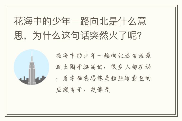 花海中的少年一路向北是什么意思，為什么這句話突然火了呢？