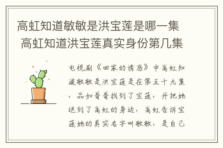 高虹知道敏敏是洪寶蓮是哪一集 高虹知道洪寶蓮真實(shí)身份第幾集