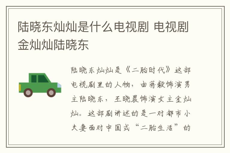陸曉東燦燦是什么電視劇 電視劇金燦燦陸曉東