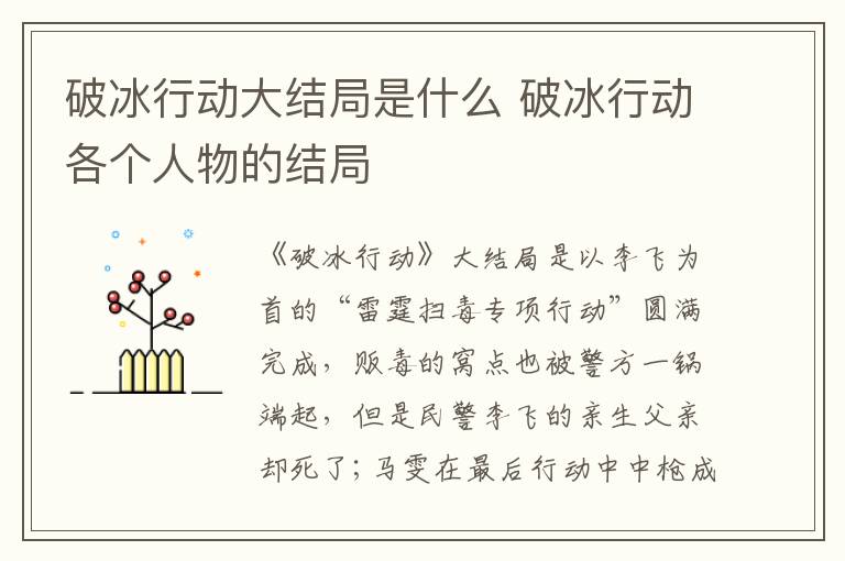 破冰行動大結(jié)局是什么 破冰行動各個人物的結(jié)局