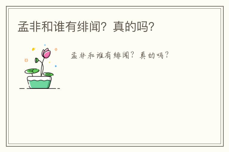 孟非和誰有緋聞？真的嗎？