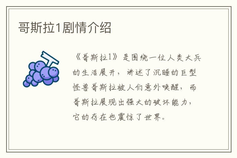 哥斯拉1劇情介紹
