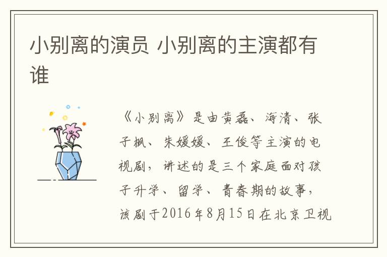 小別離的演員 小別離的主演都有誰