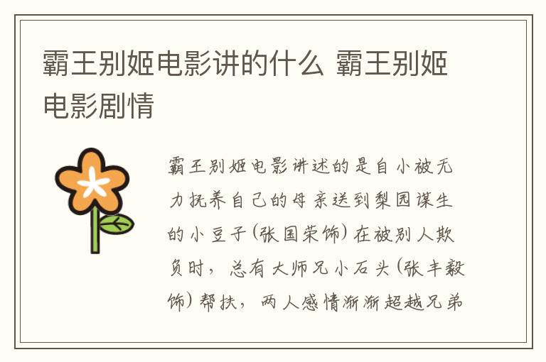 霸王別姬電影講的什么 霸王別姬電影劇情